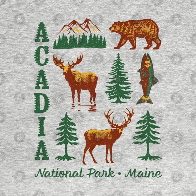 Acadia National Park NP Maine ME USA Vintage Design Souvenir by Pine Hill Goods